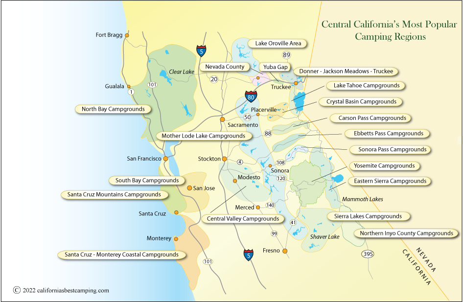 map of camping regions of central California