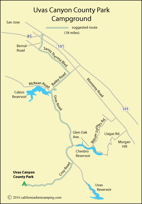 map to Uvas Canyon County Park, Santa Clara County, CA