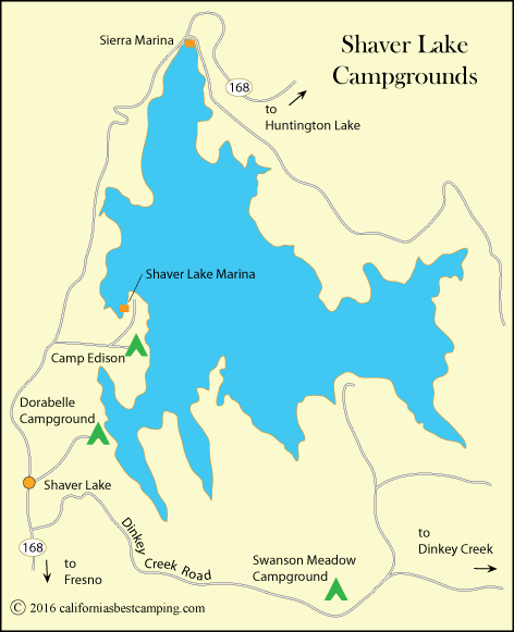 Shaver Lake Campgrounds map, CA