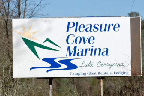 sign for Pleasure Cove Marina, Lake Berryessa, CA