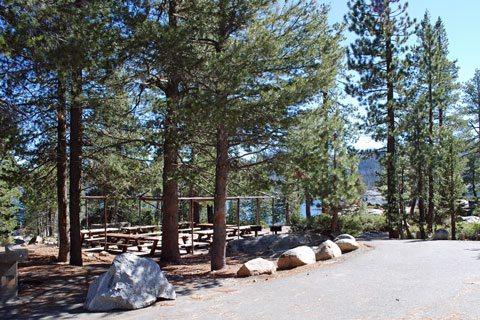 Spicer Group camp at Spicer Meadow Reservoir, near Spicer Meadow Campground, CA