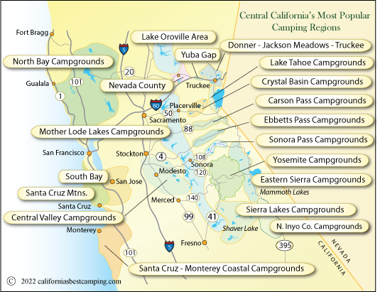 map of camping regions of central California