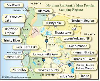 map of camping regions of northern California