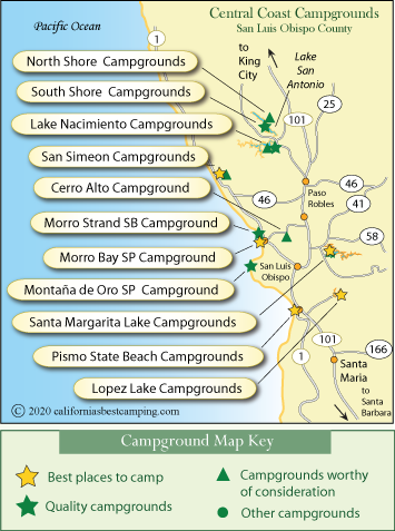 Central California Coast Campground Map