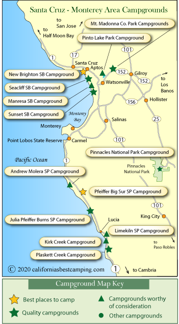 Santa Cruz - Monterey Area Campground Map