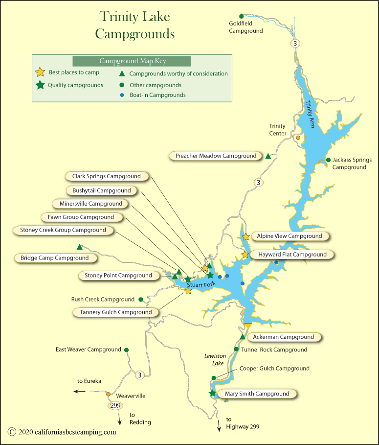 Trinity Lake Camping Map