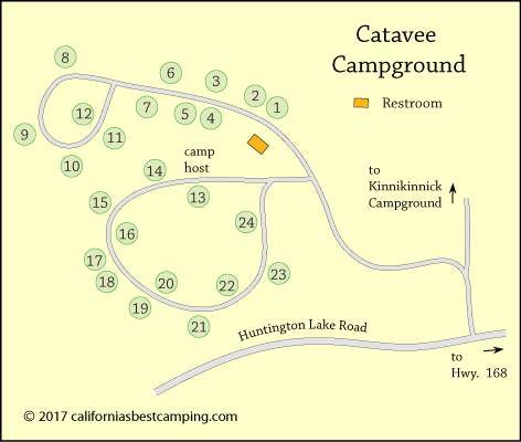Catavee Campground map, Sierra National Forest, CA