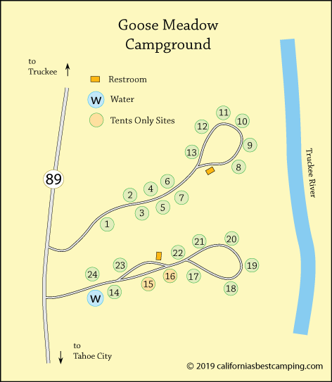 Goose Meadows Campground map, Tahoe National Forest, CA
