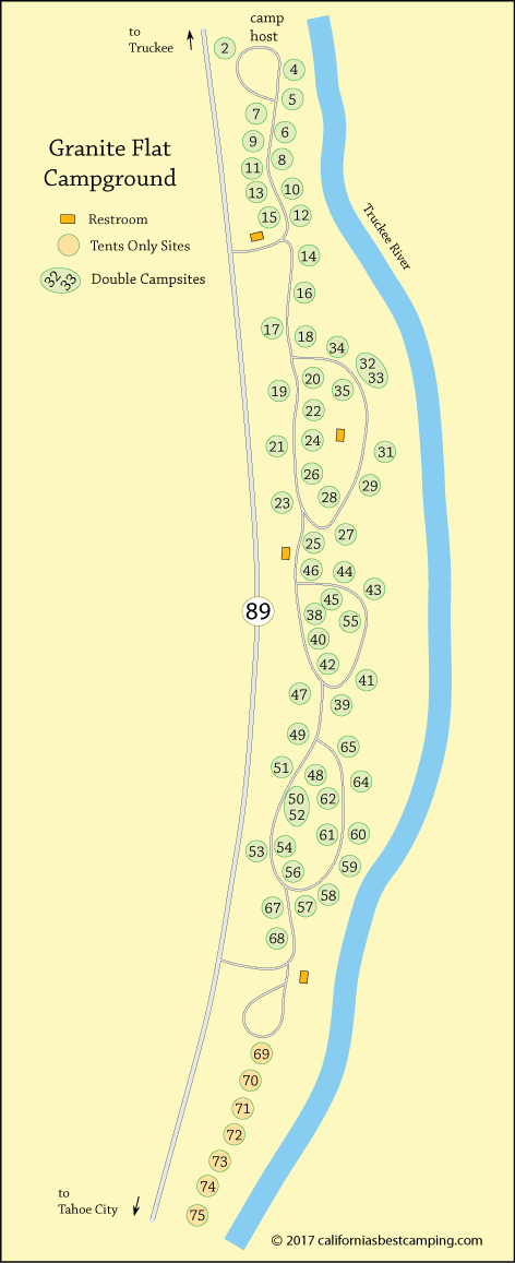 Granite Flat Campground map, Tahoe National Forest, CA