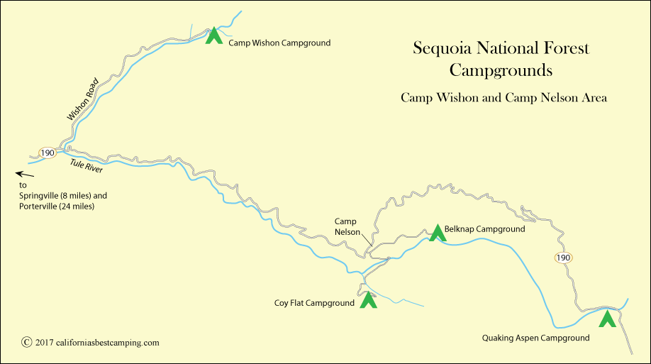 Sequoia National Forest campground map, CA