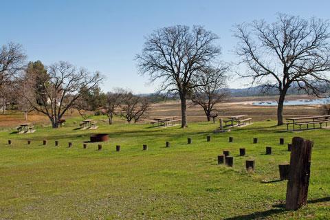 Group campsites on North Shore, Lake Camanche, CA