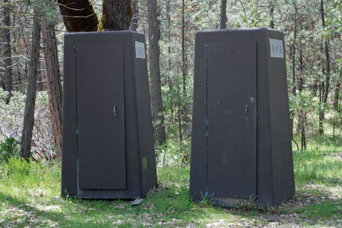 Crane Valley Group Campground toilets, Bass Lake, Sierra National Forest, CA