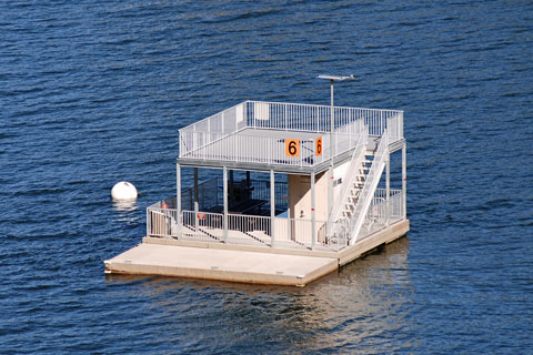 Floating campsite at Lake Oroville, CA